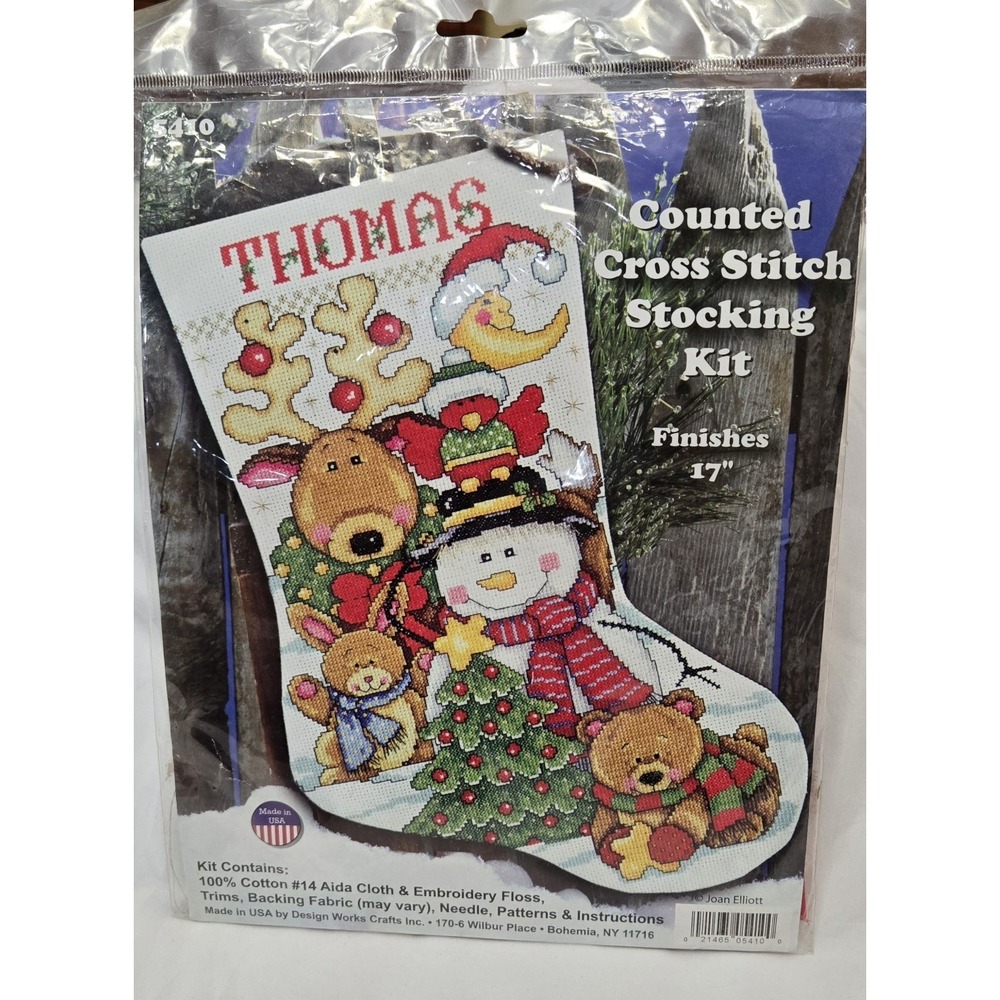 Design Works MAKING NEW FRIENDS Counted Cross Stitch Stocking Kit Joan Elliot